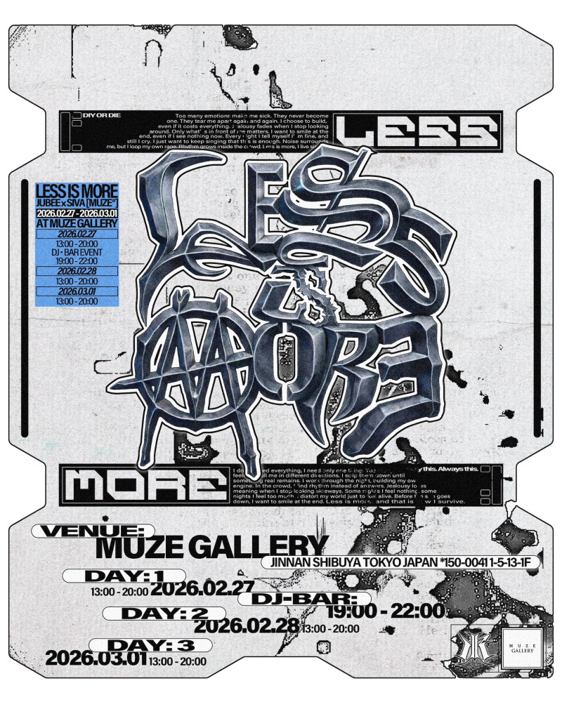 JUBEEの2026年第2弾 lilbesh ramkoとの共作 『LESS IS MORE  feat. lilbesh ramko』のリリースが決定!! 渋谷のアパレルストア「MUZE GALLERY」でのPOP UPイベントも開催決定!!
