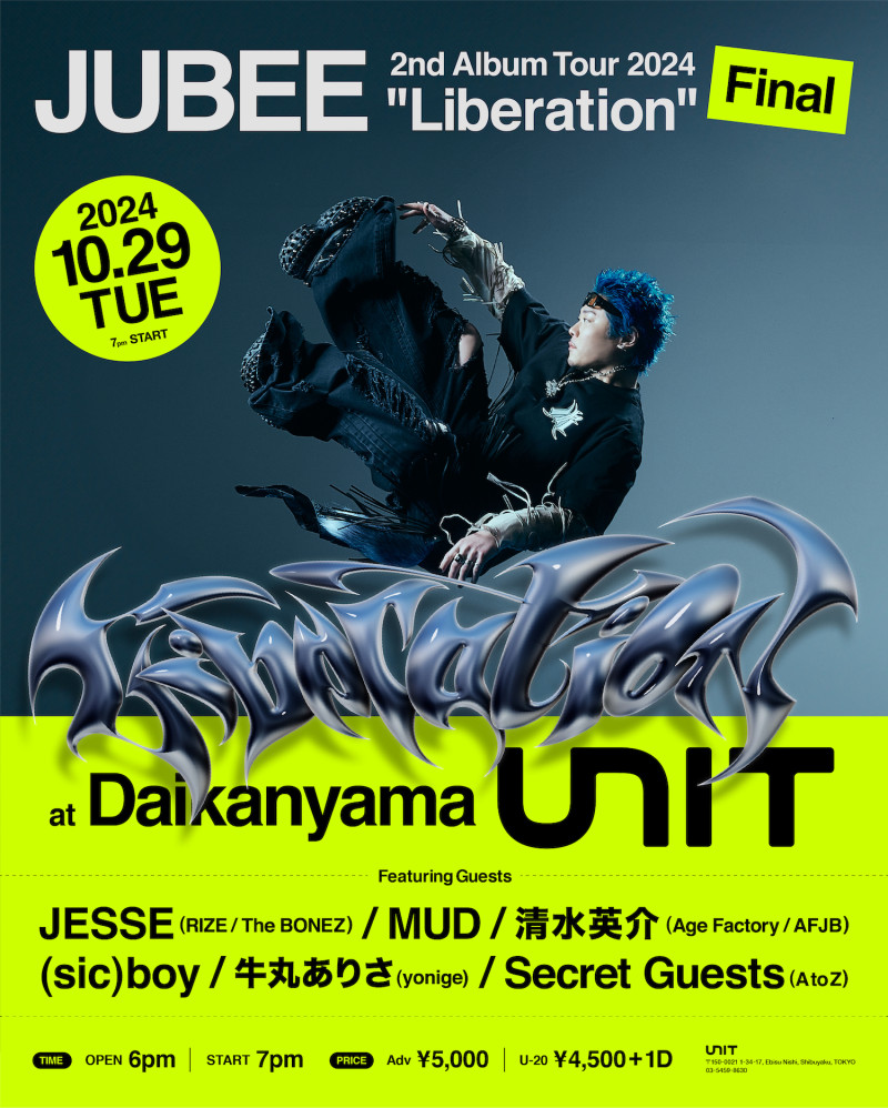 JUBEE 2nd Album Tour 2024 "Liberation" Final 公演情報解禁！